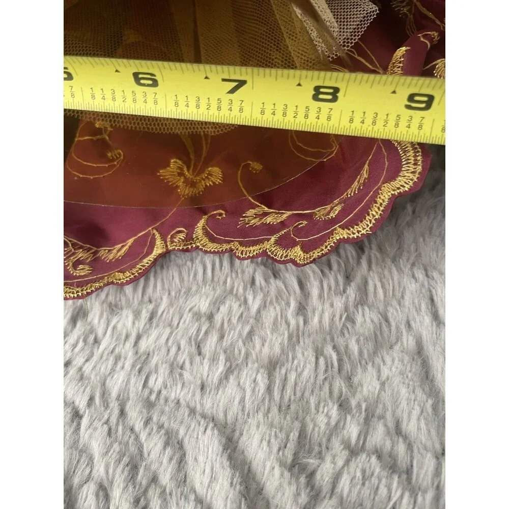 Vtg Christmas Angel Tree Topper Burgundy Gold Faux Fur Coat 16